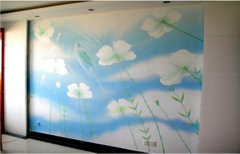  岐山画墙绘怎么画好白云的蓬松感？