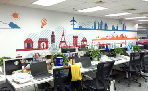  岐山教你设计办公室墙绘的方法。