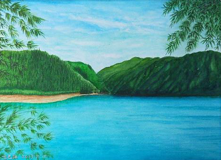  岐山在墙绘中，如何绘画绿水青山？